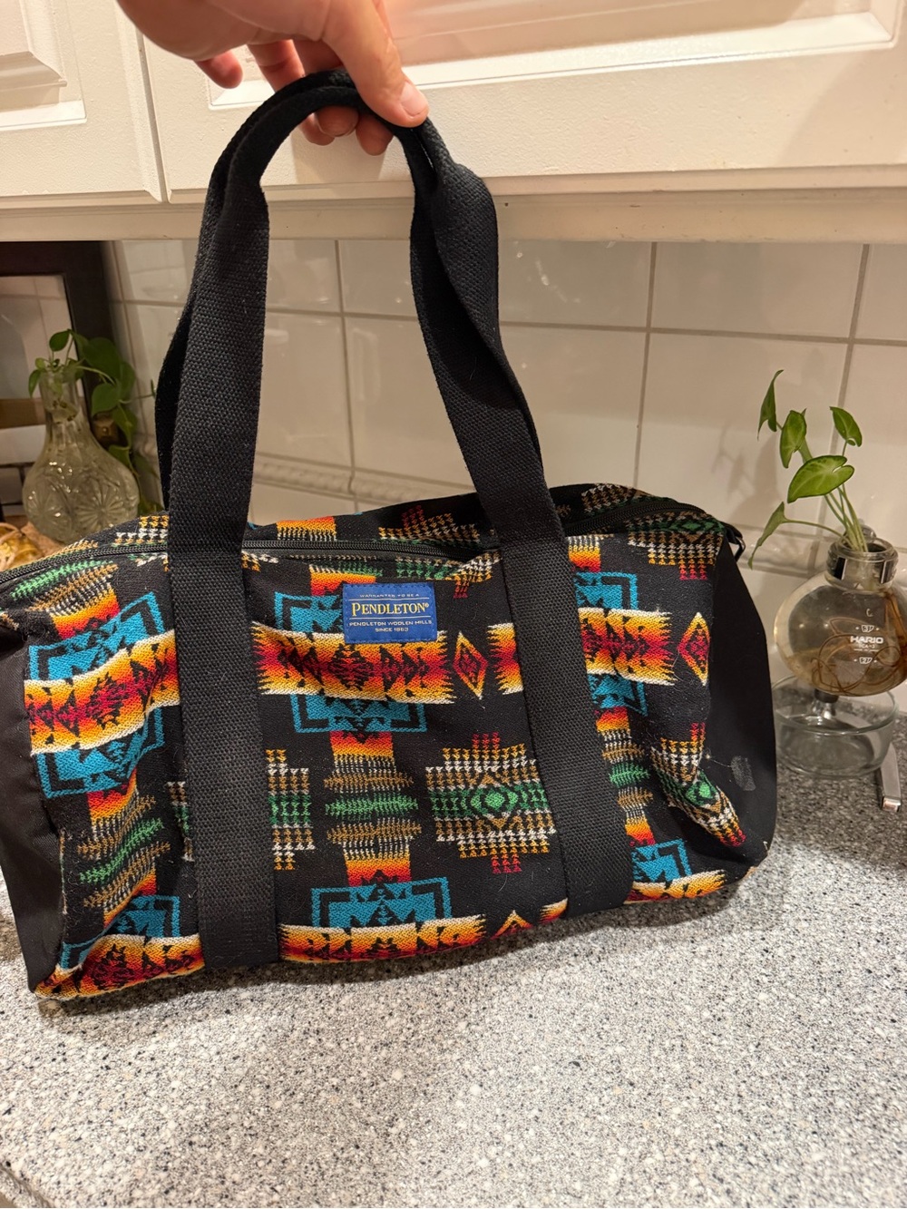 Pendleton Black with Turquoise & Orange Southwestern Pattern Duffel Bag
